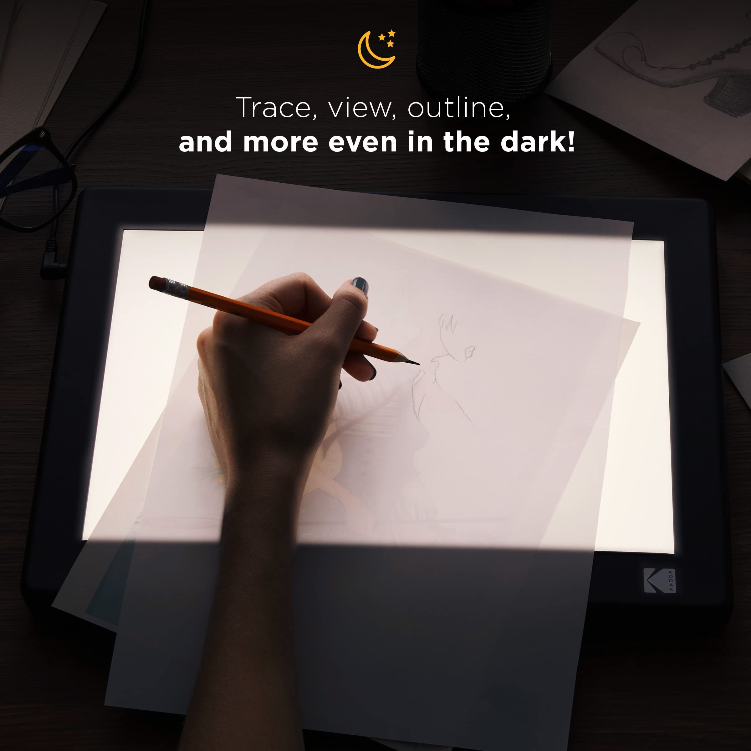 KODAK LED Light Box 12”x8” for Negatives, Slides & Film | Illuminated Board Panel & LED Light Pad for Viewing & Scanning Photos, Tattoo Drawing, Artist Sketching & Stenciling | Glare-Free, USB Powered