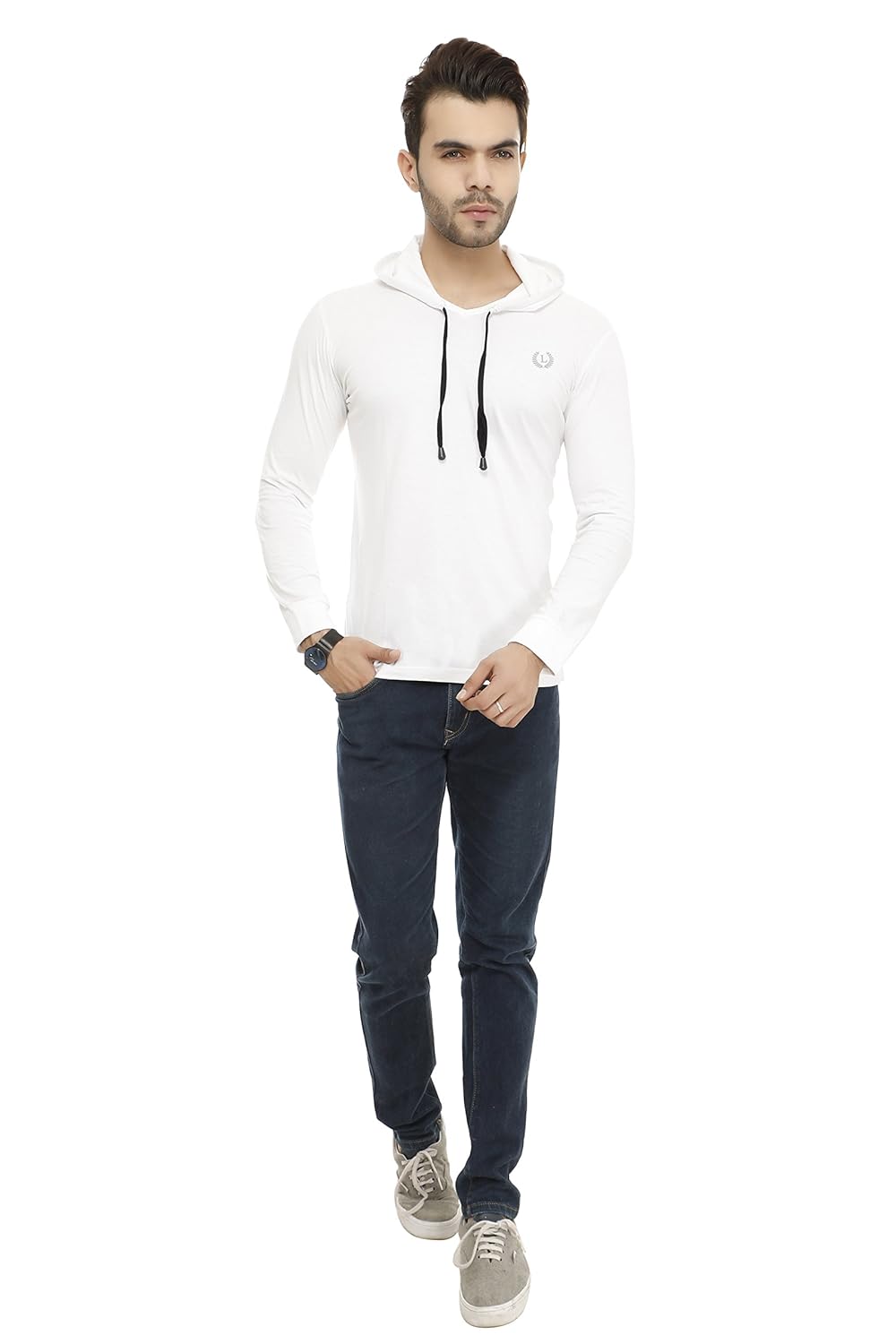 lee marts men's cotton hooded full sleeves t-shirt