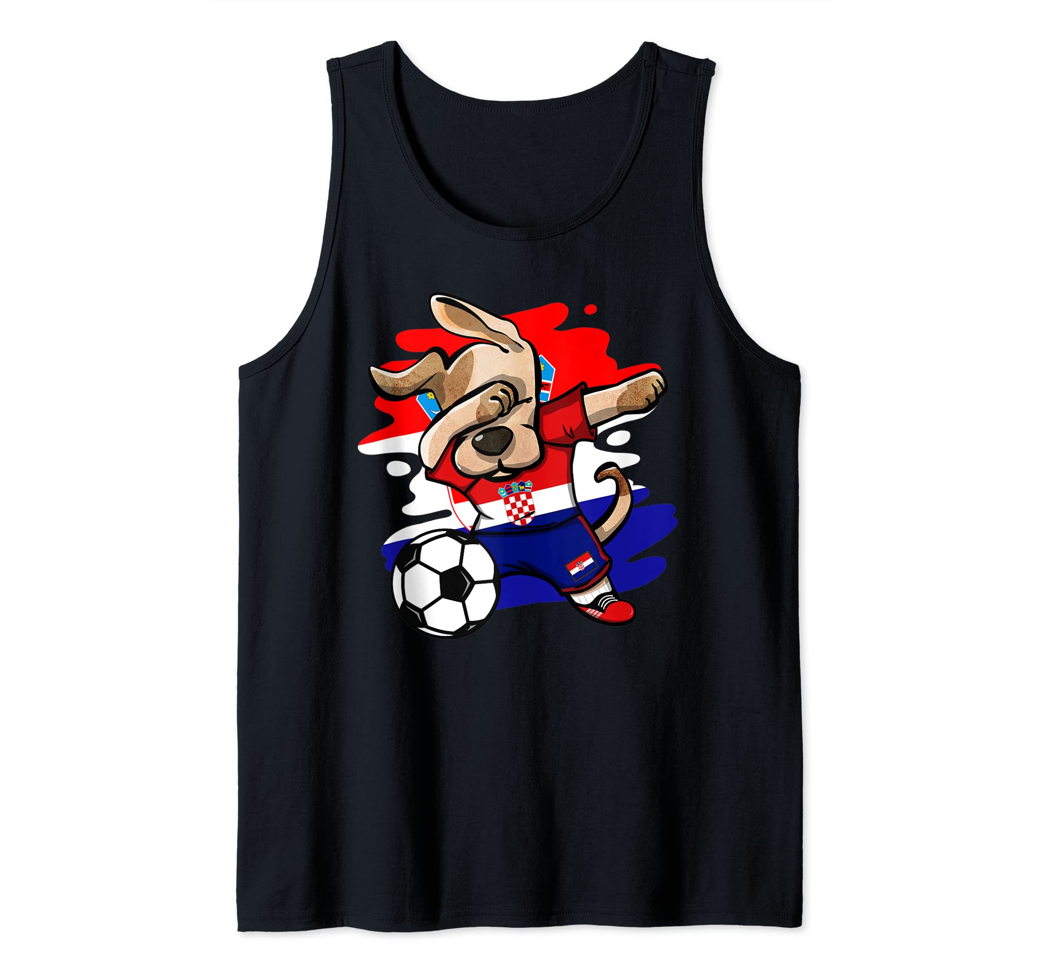 Dabbing Dog Croatia Soccer Fan Jersey Croatian Flag Football Tank Top