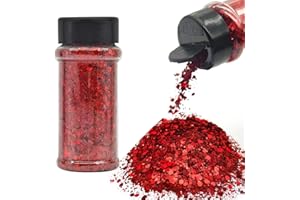 ELECTRIC BLISS BEAUTY Red - Craft Glitter - 2oz Glitter Shaker Bright Colorful Holographic Mix Chunky Body Glitter Bulk Wholesale 24 Colors in Shaker Cosmetic Glitter - EBLB300