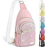 Sling Bag for Women Men, Glitter Crossbody Bags, Cute Mini Hiking Daypack, Casual Chest Shoulder Bag for Outdoors Travel