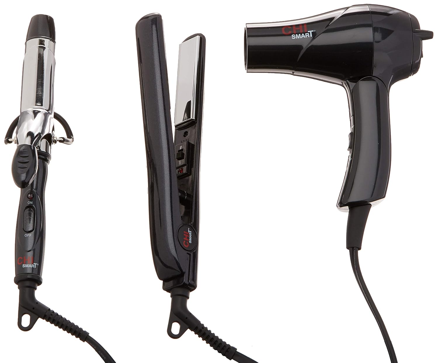 CHI Smart Titanium Ceramic Travel Trio Set - Iron, Curling Iron and Dryer, 1