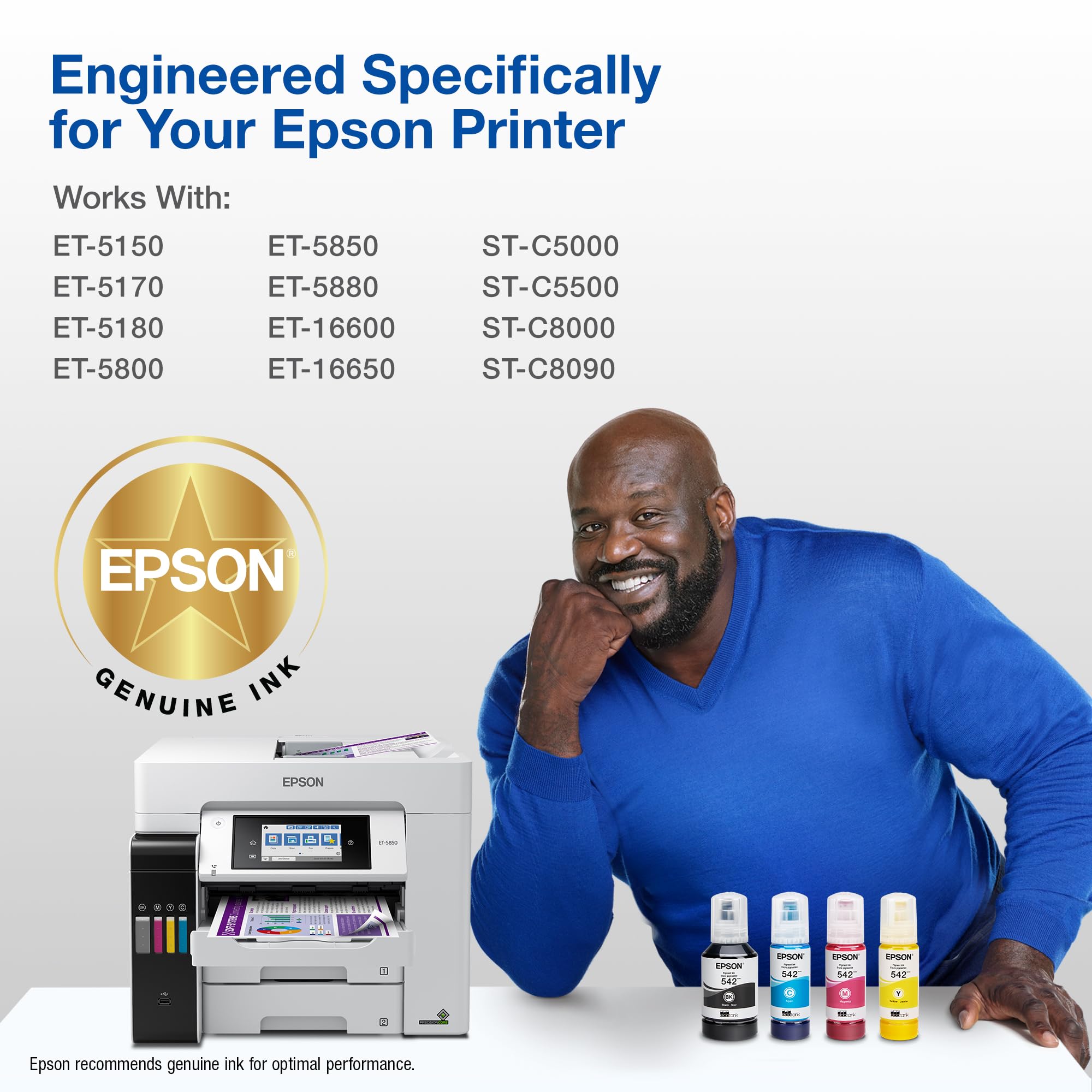 EPSON 542 EcoTank Ink Ultra-high Capacity Bottle Color Combo Pack (T542520-S) Works with EcoTank Pro ET-5150, ET-5170, ET-5180, ET-5800, ET-5850, ET-5880, ET-16600, ET-16650