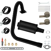 SHIQINHA Long Exhaust Pipe with Muffler Compatible with Predator 212cc 196cc Coleman CT200U BT200X Axis M200 Mini Bike 6.5hp GX160 GX200 Clone Engine KT196 Go Kart with Heat Shield Tape Main Jet Kit
