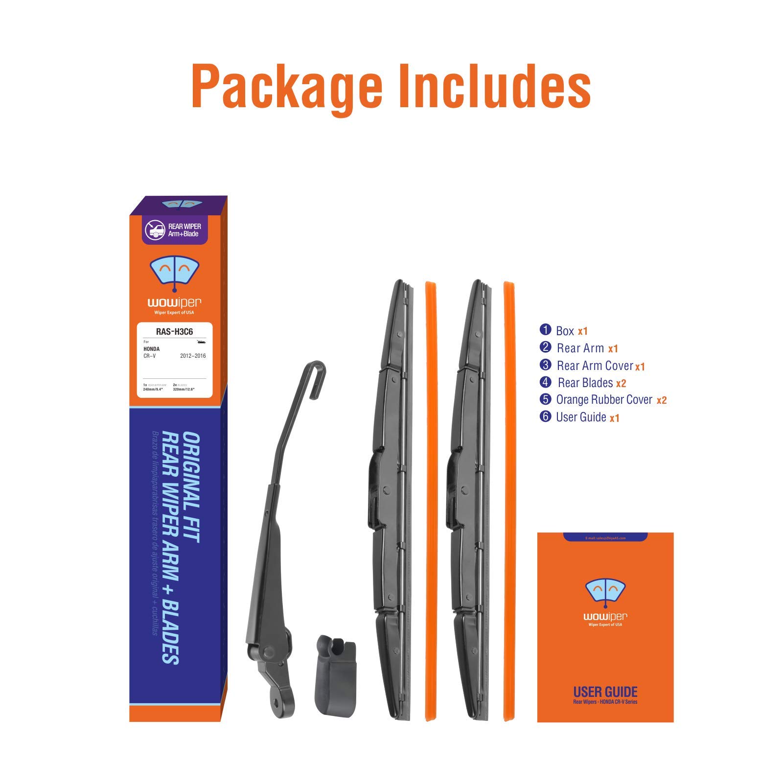 WOWIPER Rear Wiper Arm with Blades Assembly for