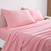 NTBAY 3 Pieces 100% Microfiber Twin Bed Sheet Set, 1800 Super Soft and Cozy, Wrinkle, Fade, Stain Resistant Fitted Sheet Set (1 Flat Sheet, 1 Fitted Sheet, 1 Pillowcase) with Deep Pocket, Pink