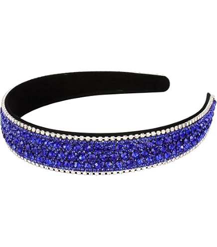 DEEKA Set Da 3 Fasce Per Capelli In Gros-Grain - Blu Navy E Azzurro - Antiscivolo Per Donne, Ragazze E Sport - Perfette Per Tifo E Calcio