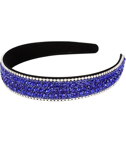 DEEKA Set Da 3 Fasce Per Capelli In Gros-Grain - Blu Navy E Azzurro - Antiscivolo Per Donne, Ragazze E Sport - Perfette Per Tifo E Calcio