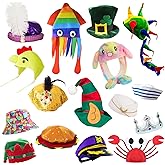 POPCIEL 12 Assorted Funny Hats Crazy Party Hat for Adult Teen, Photo Booth Props Dress Up Costume Accessories