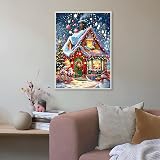 cdsnxore 5D Diamond Painting Kit Christmas Snow House 30x40 cm view 2