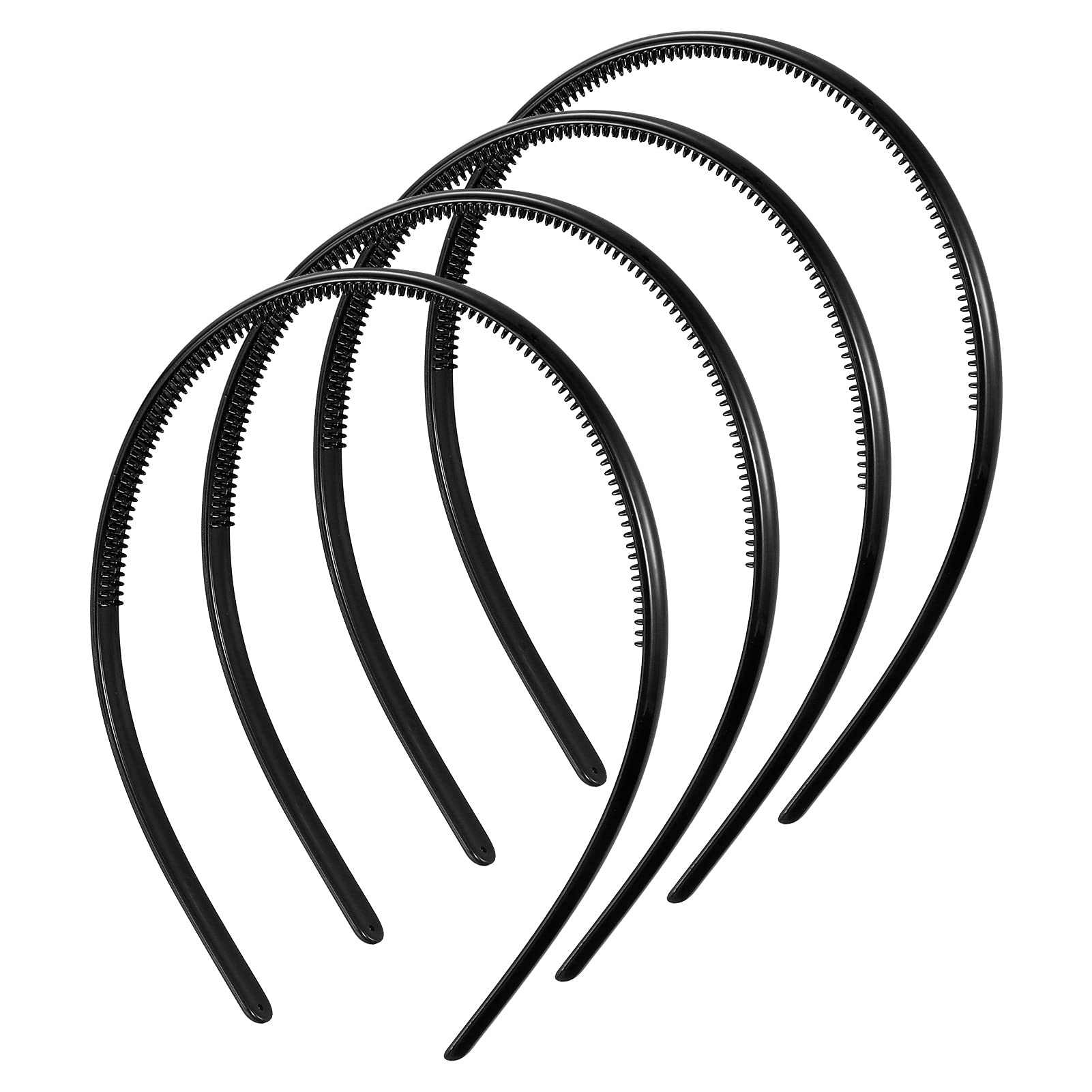 Heyu-Lotus 4 PCS Head Bands for Men, Plastic Plain Sport Headbands Elastic Comb Non-slip Hair Band, DIY Hair Hoop Gripper Teeth Hairbandfor Men and Women