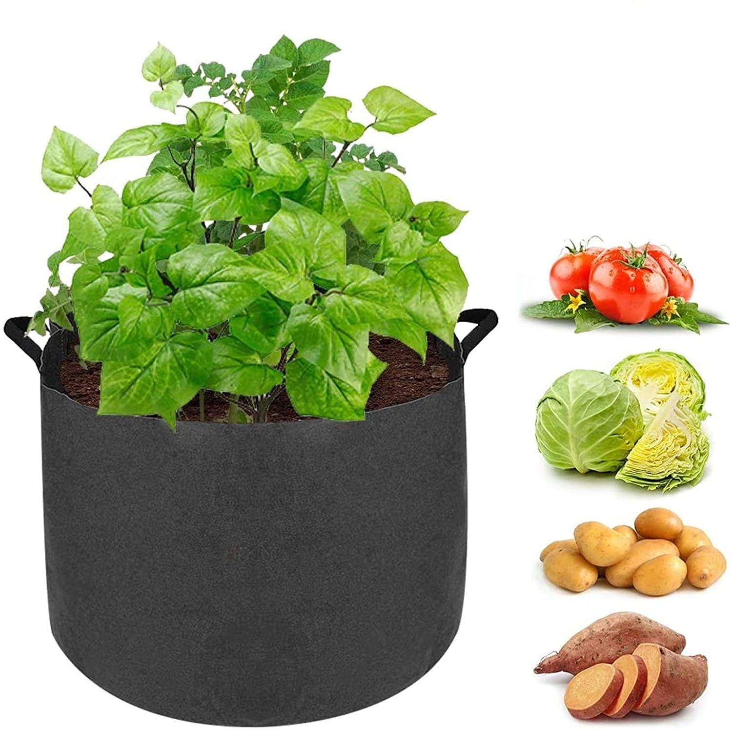 Senua Potato Grow Bags 28 Gallon Planting Pouch Fabric Pots Premium Breathable Cloth Bags for Potato/Plant Container with Handles (Black)
