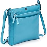 Small Soft Genuine Leather Crossbody Purse Women’s Sling Crossover Shoulder Travel Handbag with Triple Zipper