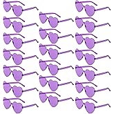 YWL 20 Pairs Heart Shaped Sunglasses Bulk, Colorful Rimless Fun Heart Sunglasses for Women Party Favors