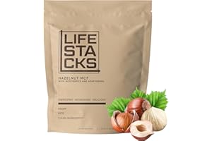 Lifestacks Hazelnut MCT Oil Powder to Boost Energy & Focus - Nootropics + Adaptogens for an Elevated Coffee Experience - Keto, Vegan, 0 Sugar - Stacked for Success with Ginseng, Rhodiola, Tyrosine