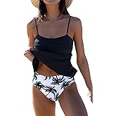 Beachsissi Women Tankini Swimsuit Twist Front Floral Print 2 Piece Bathing Suit