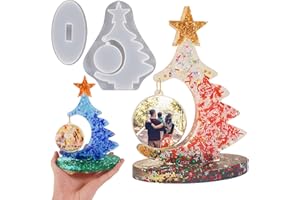 WEHOUS Large Silicone Mold, Photo Frame Resin Molds, Christmas Tree Shape Resin Molds for Epoxy Casting, Picture Frame Display Unique Crafts Making Resin Art Christmas Mold Table Home Decor Gift