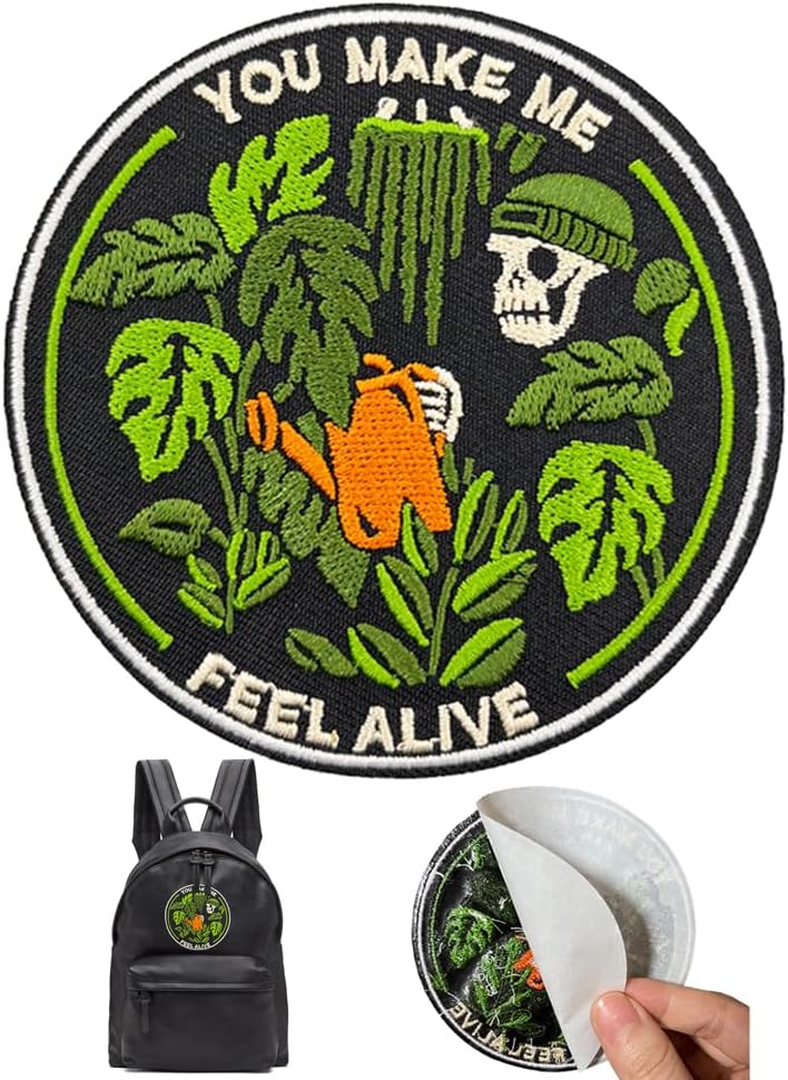 Mixed Media - You Make Me Feel Alive Self-adhesive Embroidered Iron On Patches for Plants Lovers