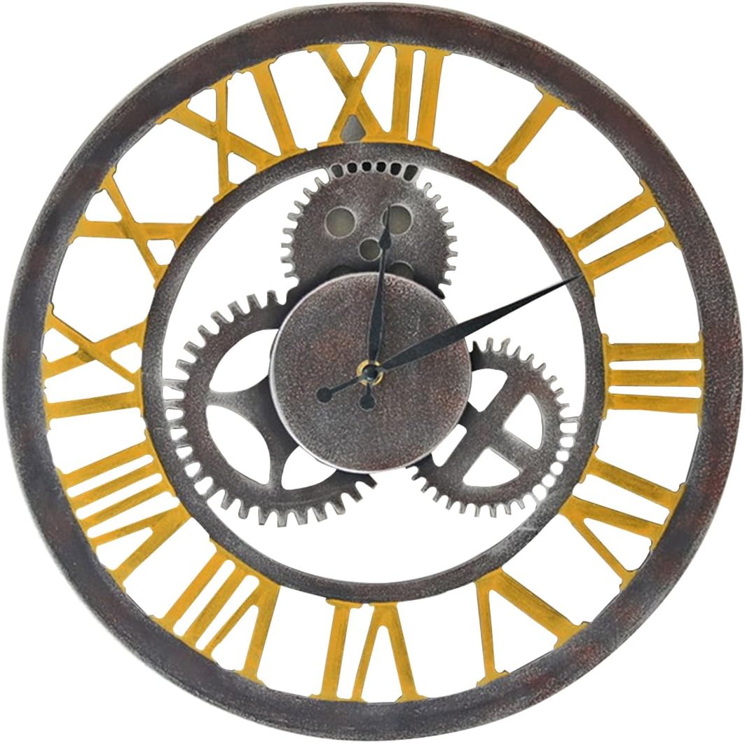 BLJRGS Retro Style Wheel Gear Wall Clock For Living Room Silent Clock Wall Decor Classic Bedrooms Clocks