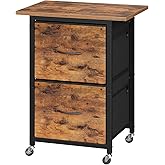 MAHANCRIS 2 Drawer File Cabinet, Mobile Office Cabinet Vertical Filing Cabinet, Small Printer Stand, Adjustable Hanging Rods,