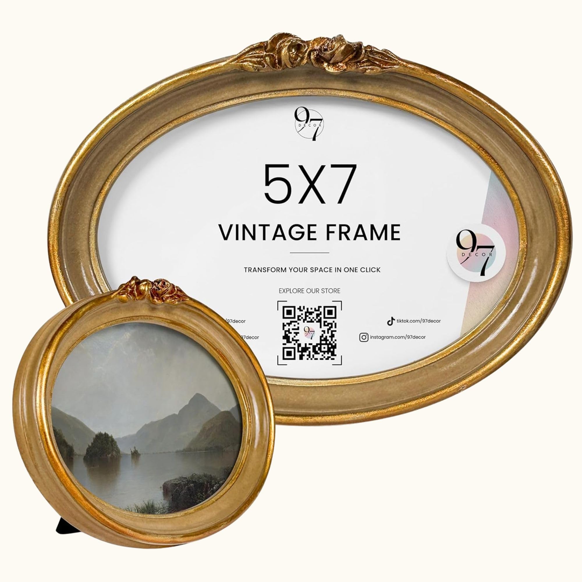 Photo 1 of 97 Decor Vintage Oval Picture Frame 5x7 - Gold Oval Frame 5x7, Elegant Ornate Frames 5 By 7, Antique Looking Picture Frames 5 X 7 With Glass Front For Tabletop And Wall Hanging, Victorian Wall Decor