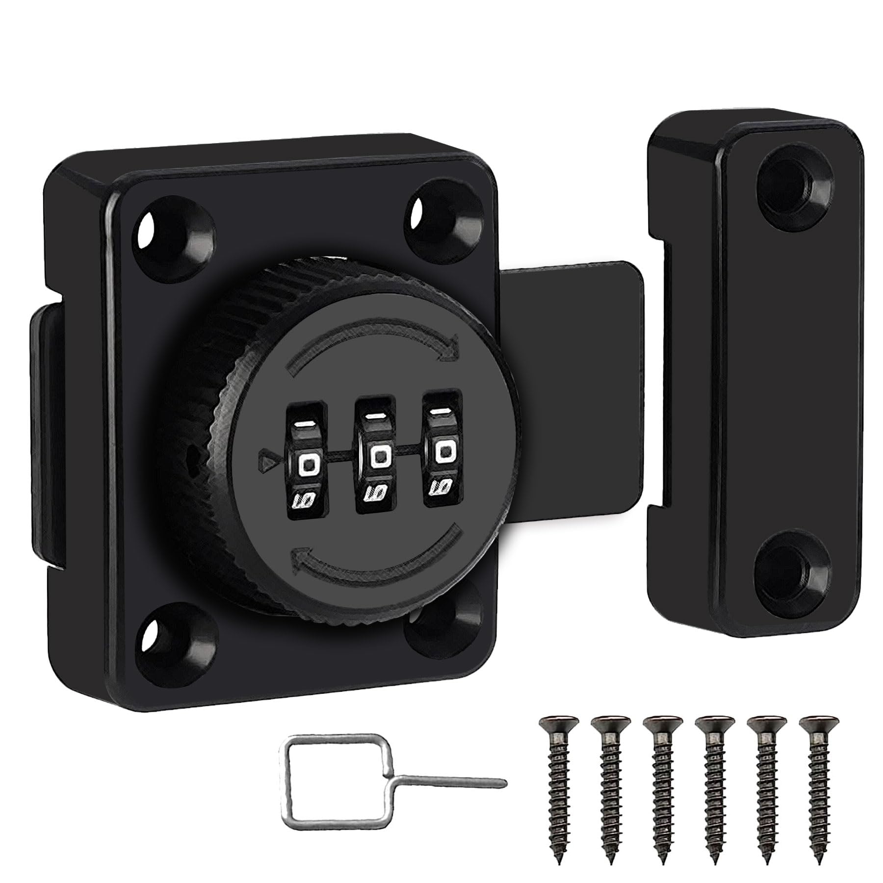 Cyrmiug Portable 3-Digit Password Hasp Latch Lock for One-Way Door, Drawer, Office File Cabinet Door — image 1