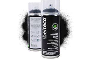 BELTECO Spray Paint Black Matte | Water-Based & Odorless | Weather & UV Resistant | Indoor & Outdoor Use | For All Substrates | Fast Drying | Eco-Friendly & Vegan | Matte Black Spray Paint for Metal