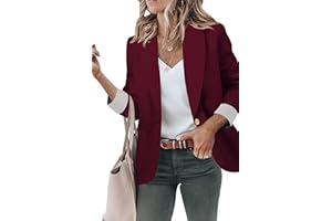 Genhoo Blazer Jackets for Women Open Front Long Sleeve Work Office Casual Blazers with Pockets S-2XL