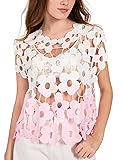 Yimoon Women's Hollow Out Floral Lace Vest