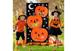 AerWo Halloween Toss Game, Pumpkin Bean Bag Toss Game with 3 Bean Bags, Kids Party Game, Perfect for Halloween Themed Party Supplies