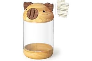 Hicocool Wooden Clear Acrylic Piggy Bank for Kids Openable Money Jar for Cash Coin Boys Girls Gift