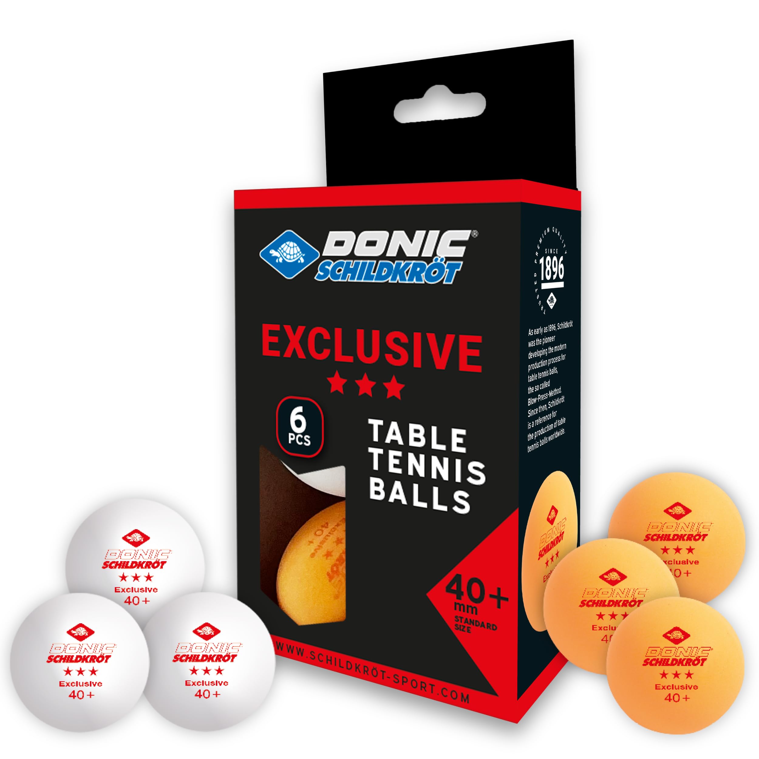 Donic-Schildkröt Avantgarde 3-Star Table Tennis Ball, Poly 40+ Quality, 6 Pieces in a Blister, 3x White/3x Orange, 608533