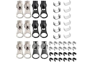 #5 Zipper Repair Kit Replacement Slider: YZSFIRM 12 Pcs Zipper Slider Replace Metal Plastic and Nylon Coil Zippers - Fix a Zipper Bottom Stop End and Top Stop