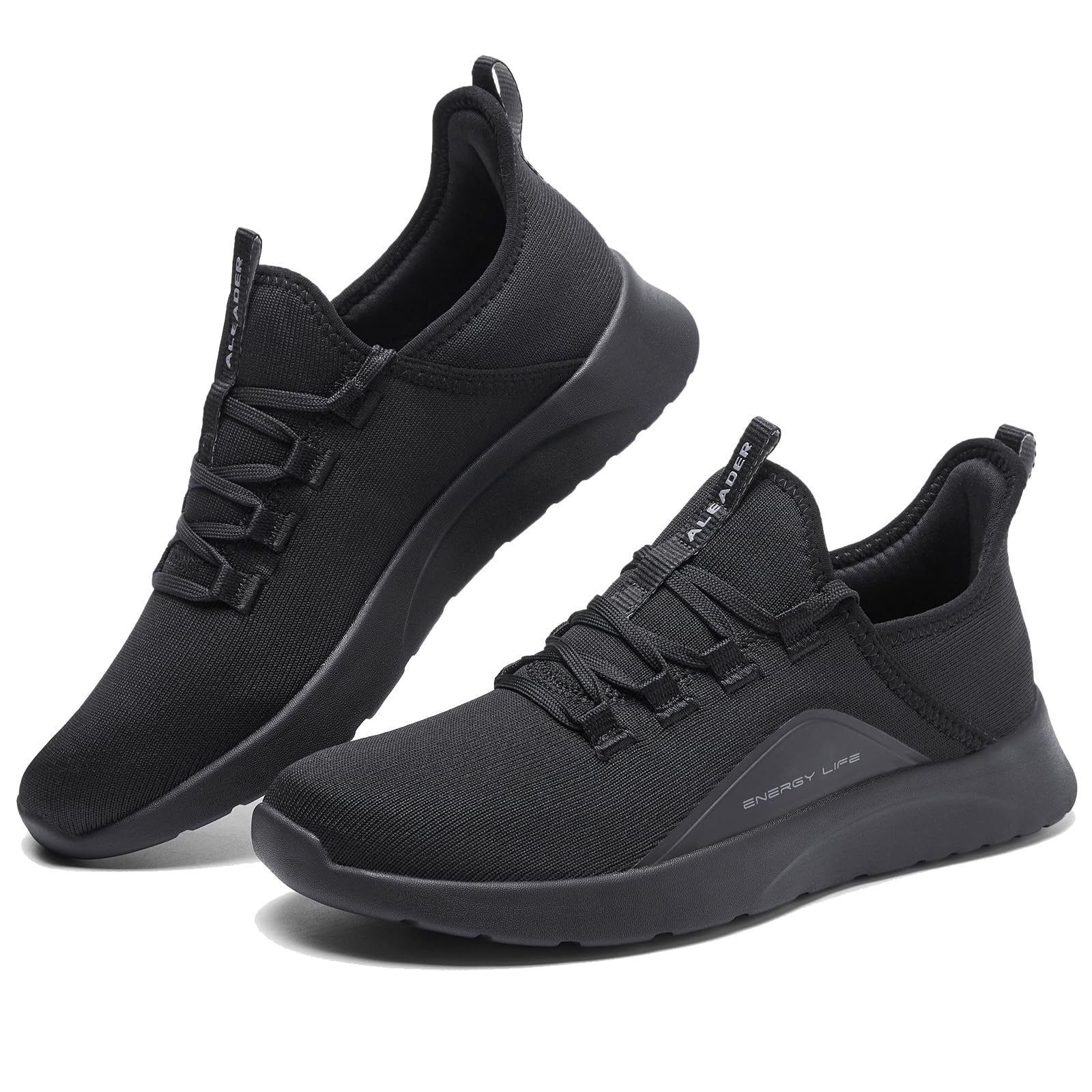Photo 1 of **SHOWS HEAVY USAGE** ALEADER Energycloud Slip On Lightweight Running Shoes for Men Fashion Cushion Non-Slip Sneakers Walking Training Workout Athletic Shoes All Black Size 10.5 US