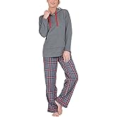 PajamaGram Womens Flannel Pajamas Sets - Pajamas for Women, Hoodie Top