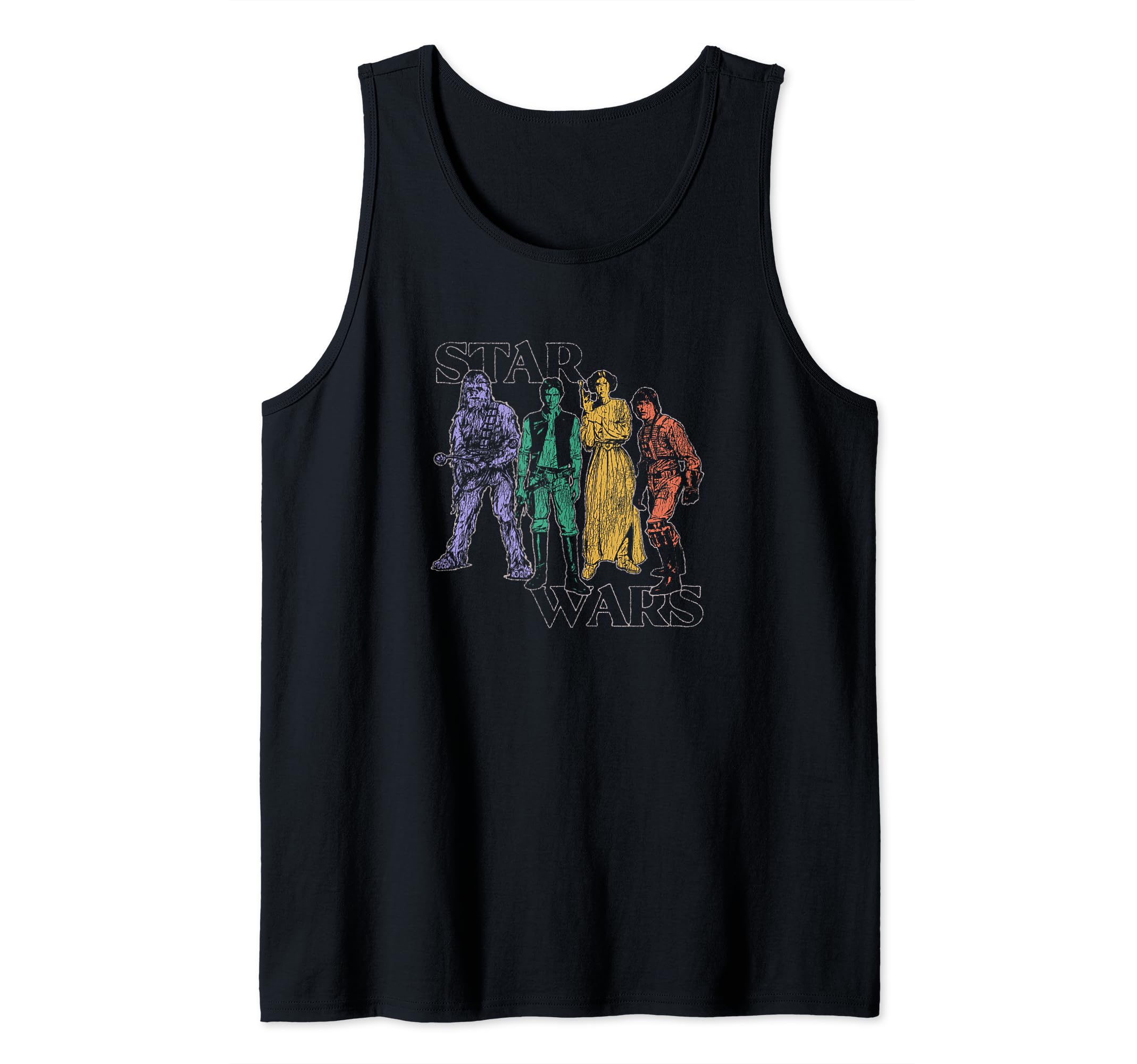 Star Wars Luke Leia Han Solo Chewbacca Rainbow Colors Tank Top