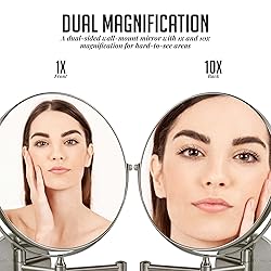 OVENTE 9" Wall Mounted Makeup Mirror with 1X/10X