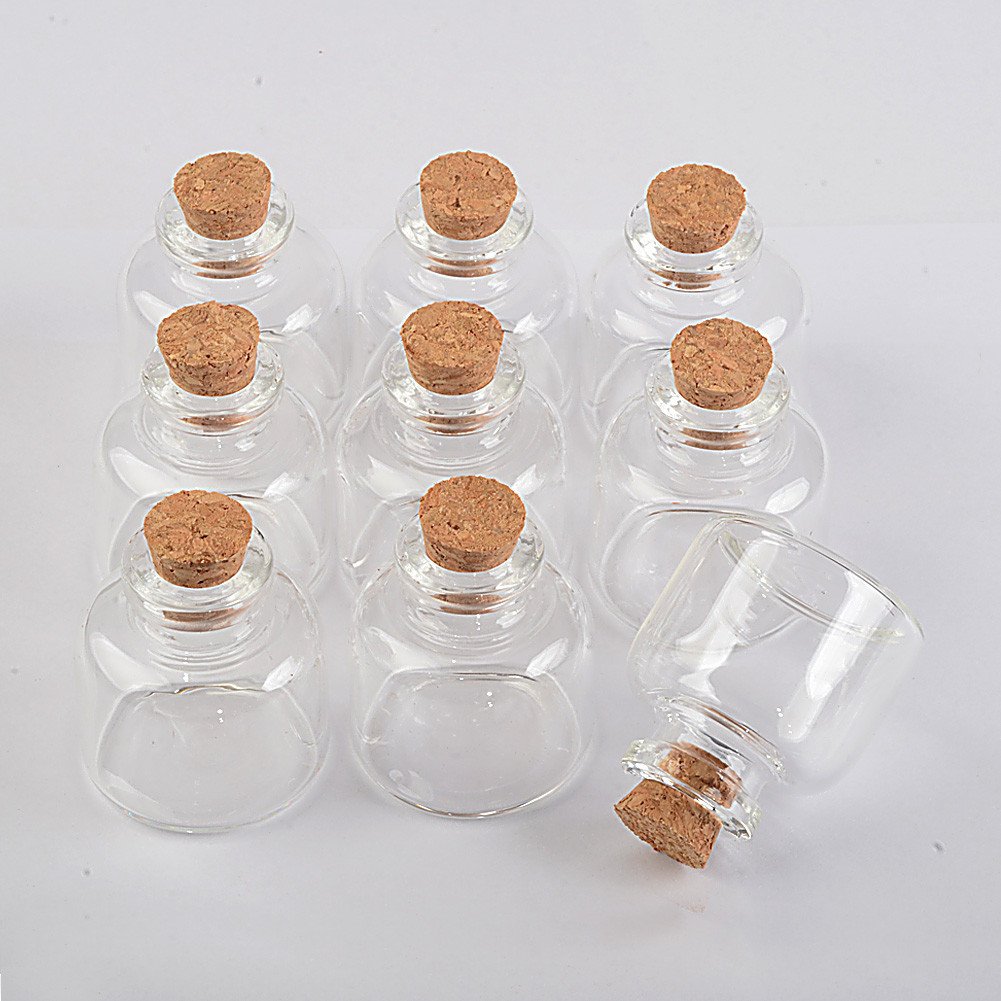 20ml Transparent Glass Cork Bottles Crafts Vials Glass Empty Wishing Bottles Jars Containers Diy Vials for Wedding Party (12, 20ml)