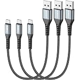 SUNGUY Micro USB Cable 1FT[3Pack], 18W Short USB to Micro USB Cable Fast Charging USB 2.0 Data Sync Nylon Braided for Samsung Galaxy S7 Edge S6, Android Phone, PS4