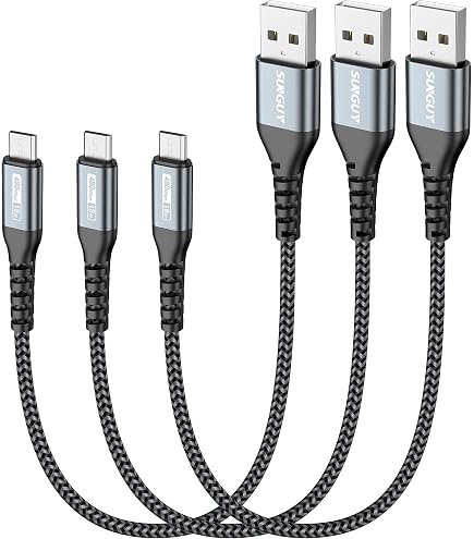 CablesOnline USB 2.0 A-Male To Left Angle Micro-B Male Charge/Sync Cable – USB-1500L, 8 Inches