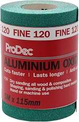 ProDec 5m 120 Grit Green Aluminium Oxide Sandpaper 115mm Roll for Sanding