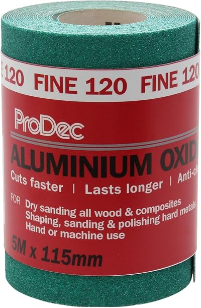ProDec 5m 120 Grit Green Aluminium Oxide Sandpaper 115mm Roll for Sanding