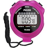 PULIVIA Sports Stopwatch Timer, Single Lap Split Digital Stop Watch for Sports Kids Coaches Swimming Running, Purple