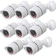 WALI Dummy Fake Simulated Surveillance Security CCTV Dome Camera Indoor Outdoor with One LED Light, Warning Security Alert Sticker Decal (TC-W8), 8 Packs, White