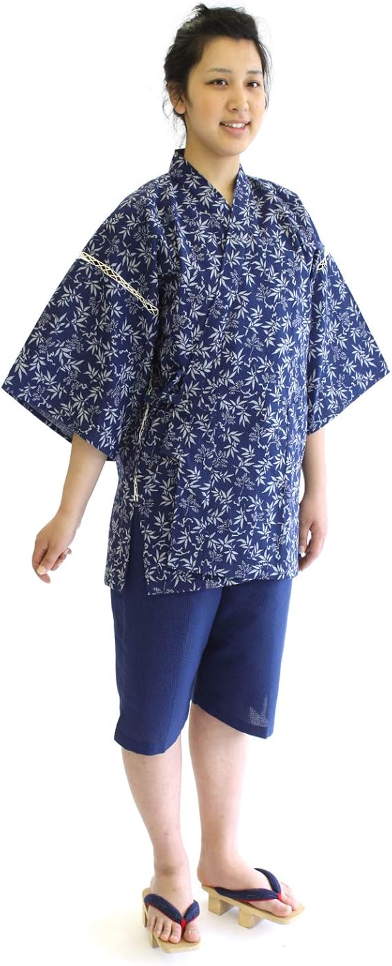 Amazon 阿波しじら織 甚平 女性用 レディース Ngo 抜染柄 W8 S M Lサイズ 日本製 長尾織布 甚平 通販