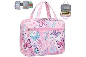 Octsky Bible Covers Bible Case Girls Book Carrying Case for Kids Scripture Church Bag Bible Protective with Handle Zippered Pocket (Butterfly Pink)