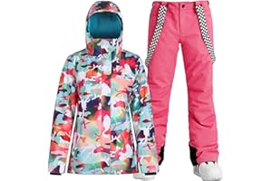 GSOU SNOW Women Ski Jacket and Pants Set Snowboarding Snowsuit Snow Coat Hooded Waterproof Windproof