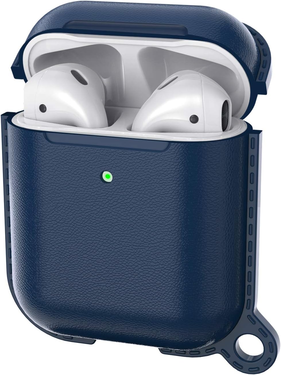 Fenvella Airpods Case, Newest Airpods 2&1 Cover with Airpods Accessories Carbine, Wireless Charging Front LED Visible, Airpods Skin Support Wireless Lossless Fast Charging (Leather Grain, Blue)