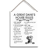 FUGWN A Great Dane’s House Rules Dog Wooden Signs 8x10, Great Dane Gifts, Dane’s Signs for Home Decor, Dog Decorations for the Home, House Rules, Gifts for Lovers Owners