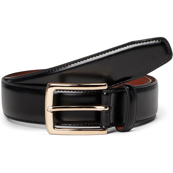 mens black dress belt gold buckle Johnston & Murphy Classic Dress - Belt for Men - Genuine Leather - Tonal  Stitching